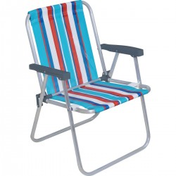 Silla Alta Bel Aluminio Rayas Rojo/Celeste/Az