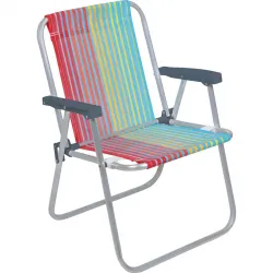 Silla Alta Bel Aluminio Rayas Rojo/Celeste/Am