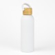 Botella Doble Pared Tapa Bambu Blanco