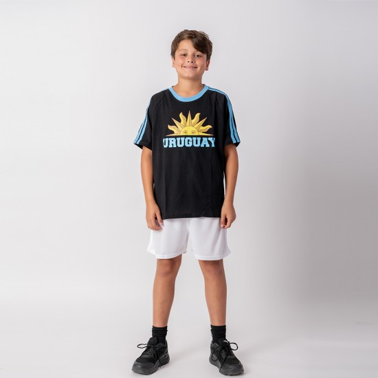 Camiseta Sol Uruguay Junior Negro