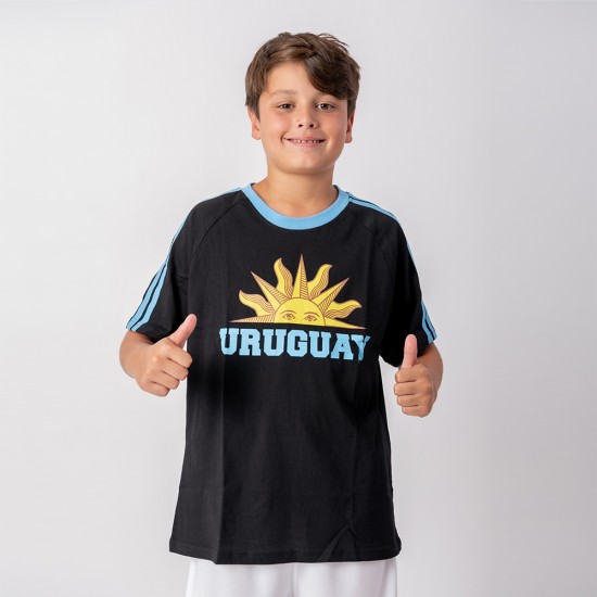 Camiseta Sol Uruguay Junior Negro