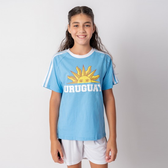 Camiseta Sol Uruguay Junior Celeste