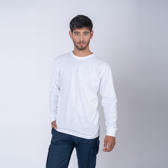 Camiseta Algodón Manga larga con puño Blanca