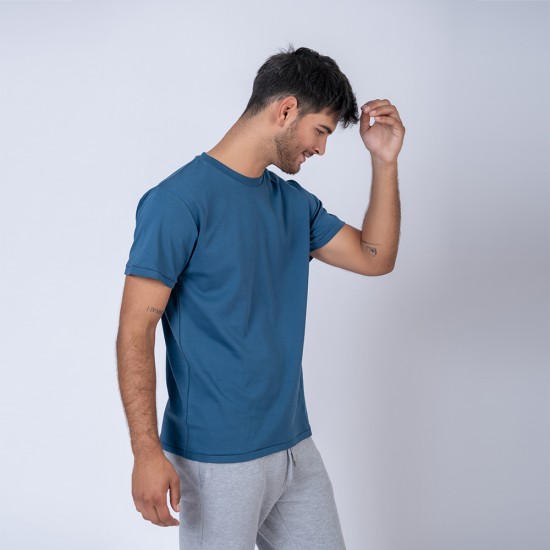 Camiseta algodon premium azul piedra