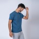 Camiseta algodon premium azul piedra