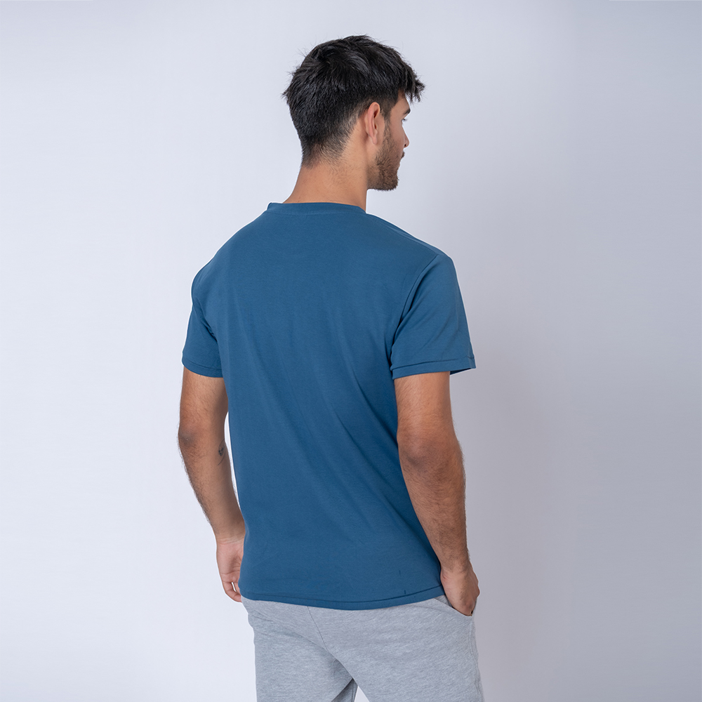 Camiseta algodon premium azul piedra