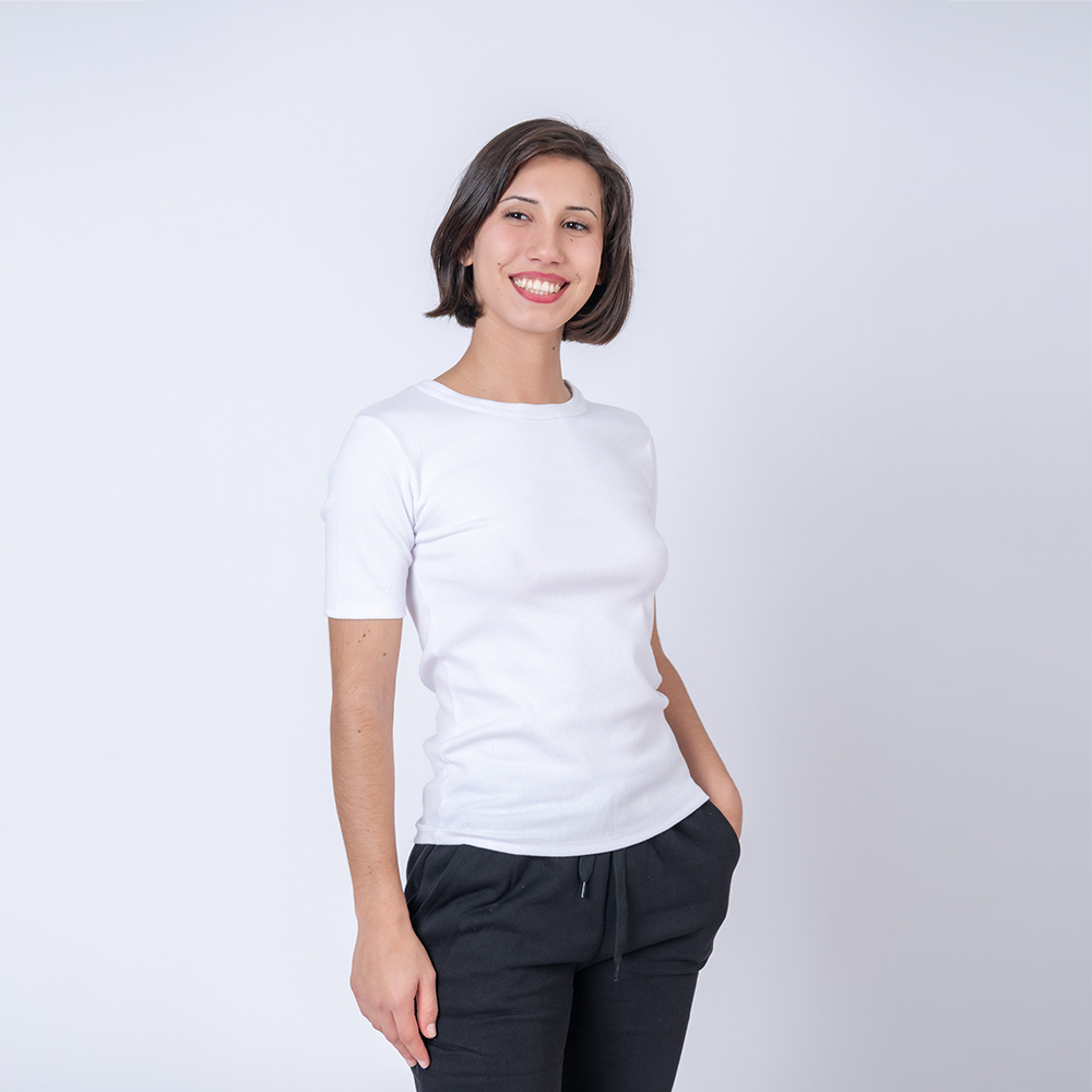 Camiseta dama rib blanco