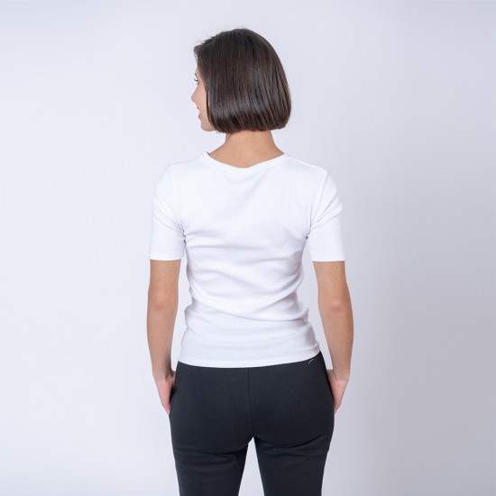 Camiseta dama rib blanco