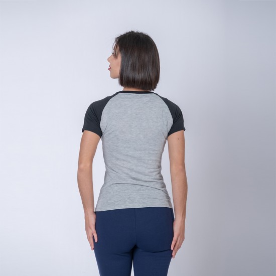 Camiseta Dama Subliprint gris melange/negro