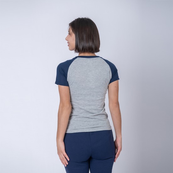 Camiseta Dama Subliprint gris melange/azul