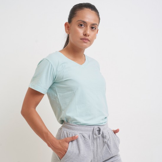 Camiseta Dama V Verde Spandex