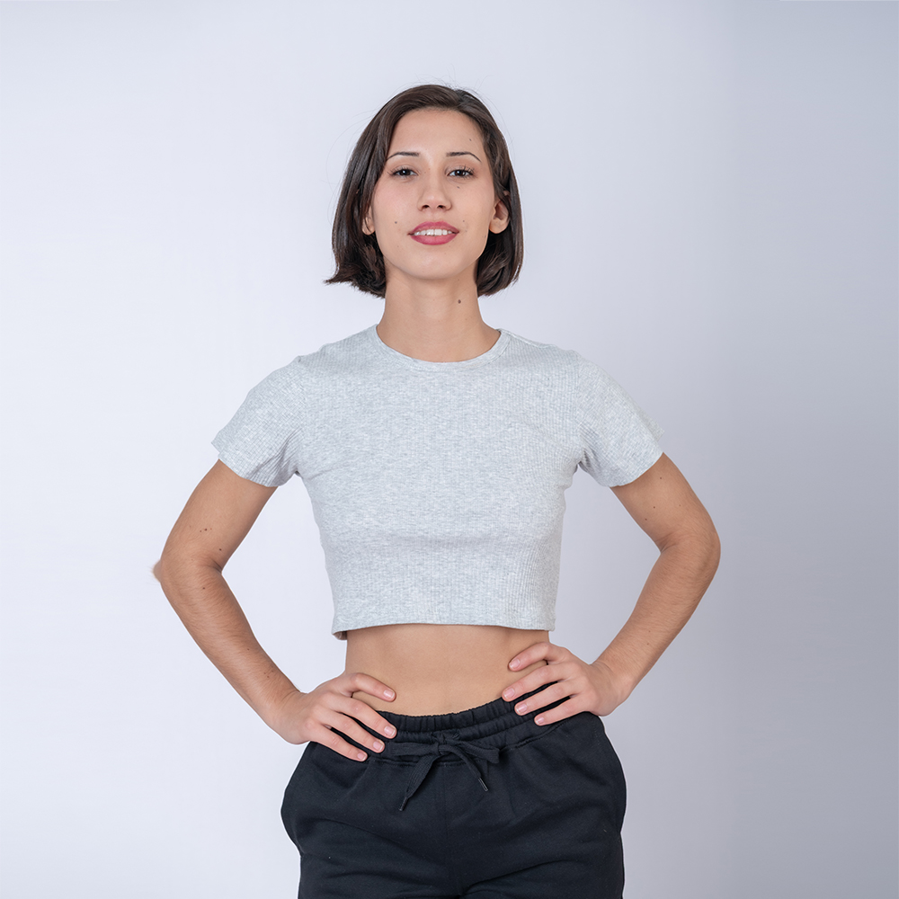 Camiseta Top Dama Verano Gris Melange