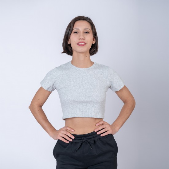 Camiseta Top Dama Verano Gris Melange