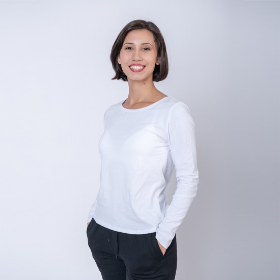 Camiseta Dama ML Cuello U Blanca