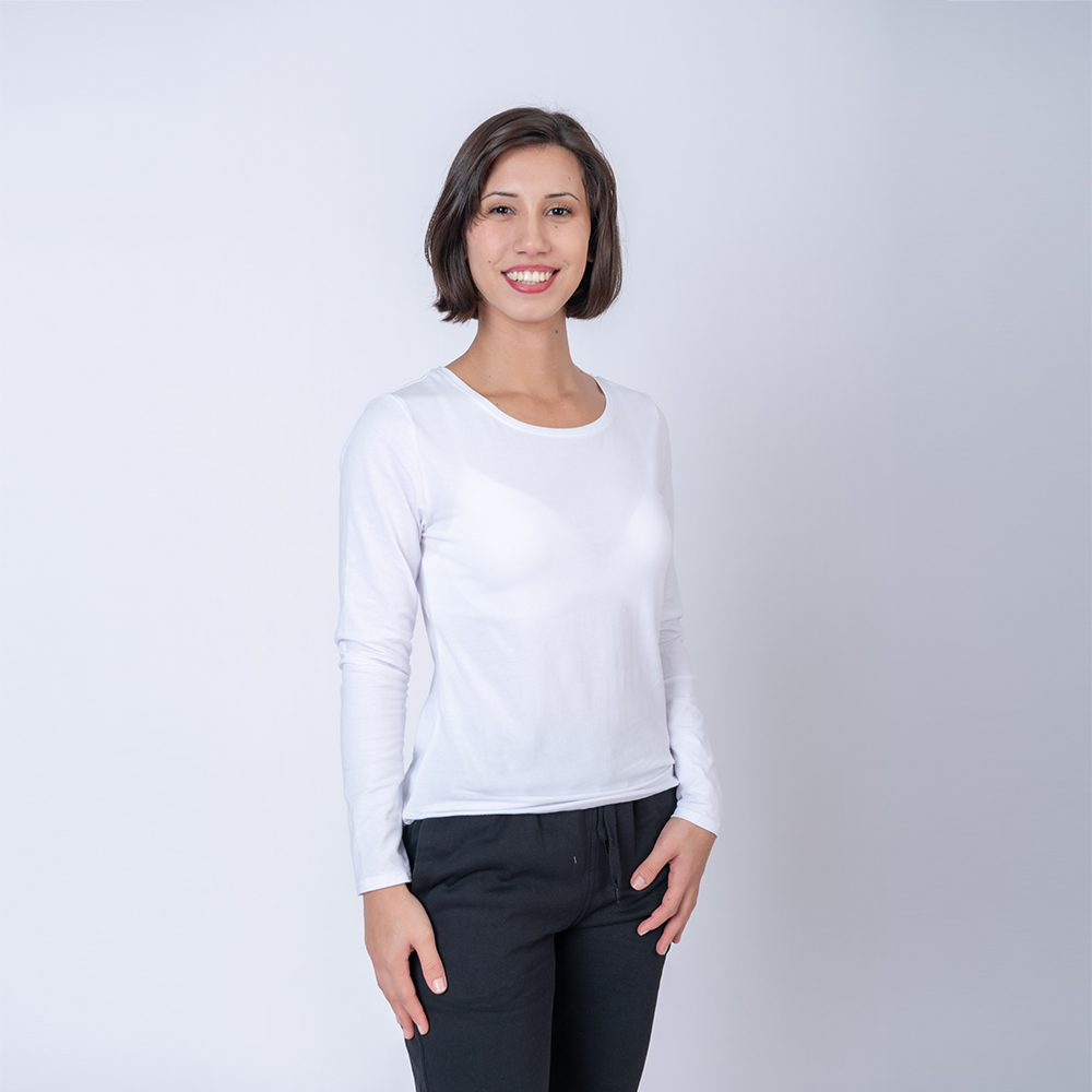 Camiseta Dama ML Cuello U Blanca