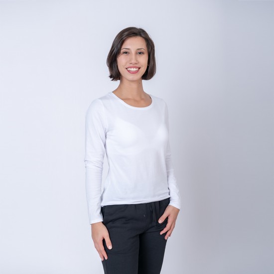 Camiseta Dama ML Cuello U Blanca