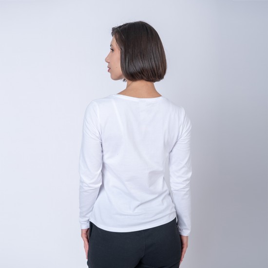 Camiseta Dama ML Cuello U Blanca
