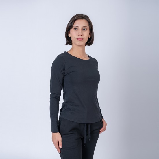 Camiseta Dama ML Cuello U Negra