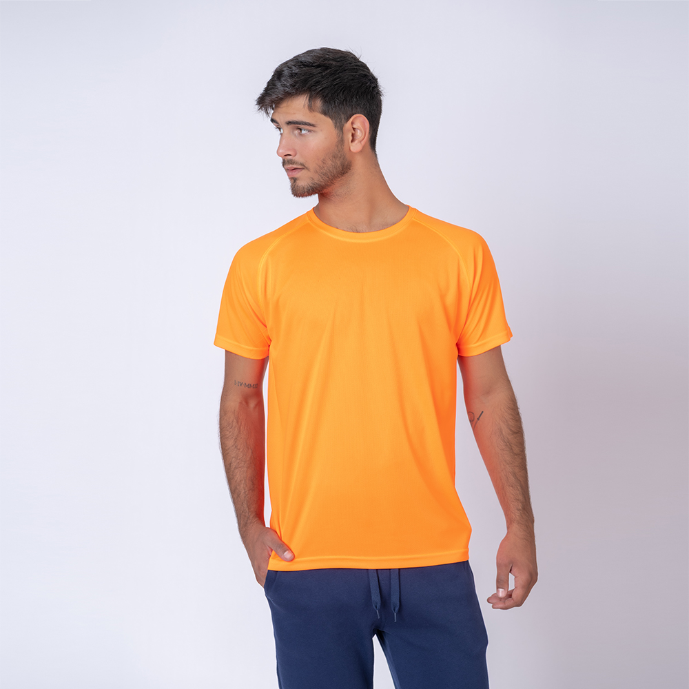 Camiseta 100% Dry Texturada Naranja Fluo