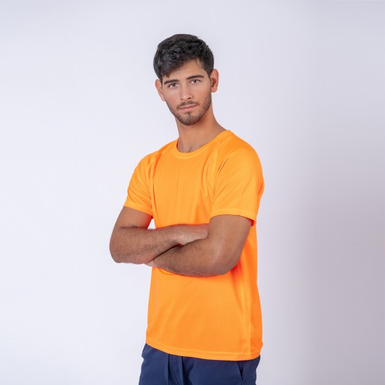 Camiseta 100% Dry Texturada Naranja Fluo