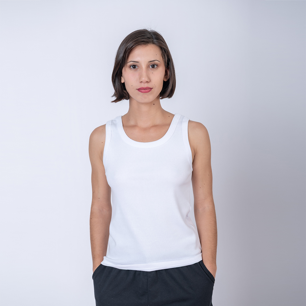 Musculosa dama rib blanco