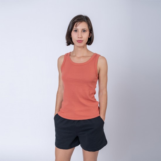 Musculosa dama rib terracota