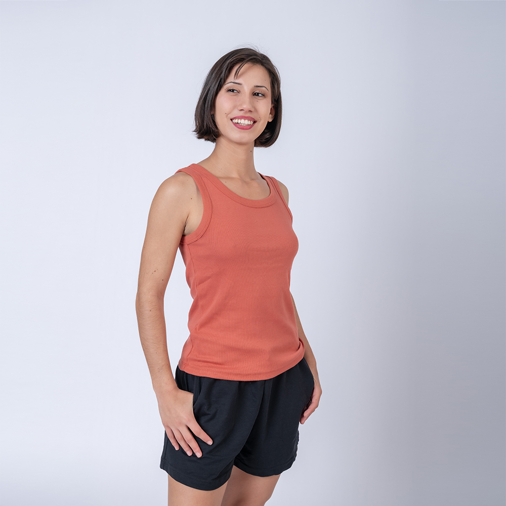 Musculosa dama rib terracota