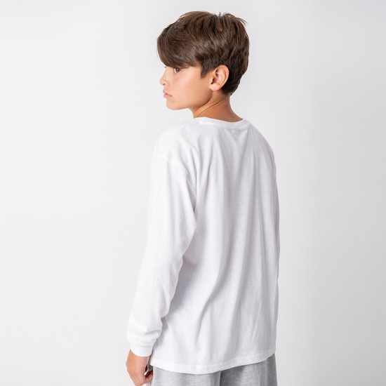 Camiseta Niño manga larga con puño Blanca