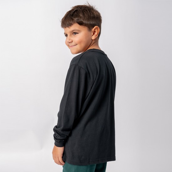 Camiseta Niño manga larga con puño Negra