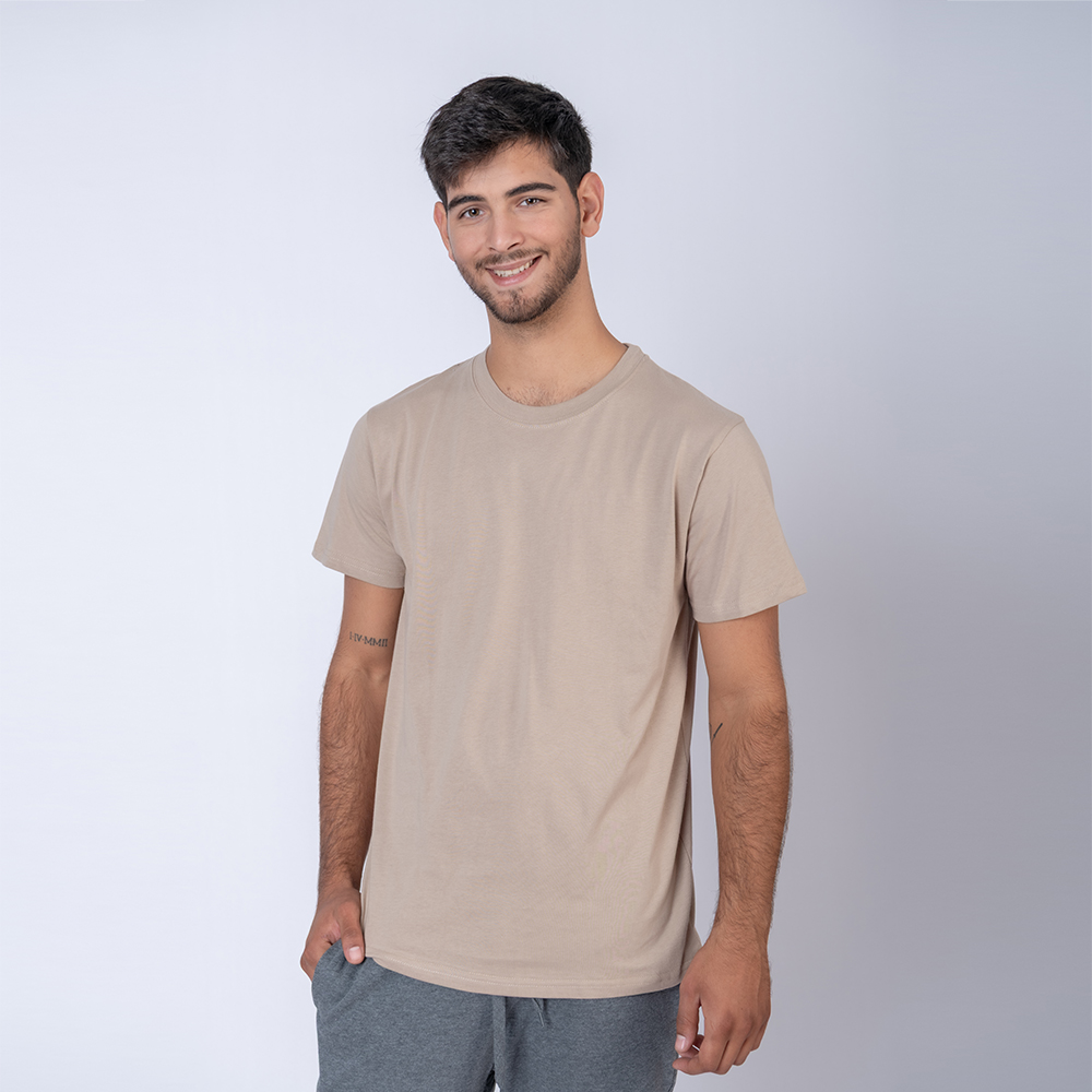 Camiseta slim algodon beige
