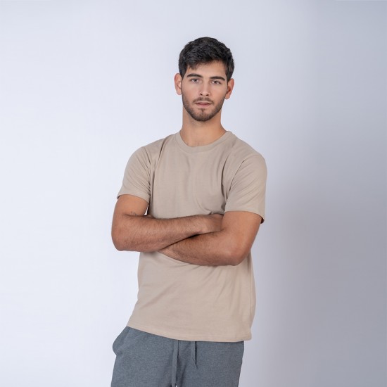 Camiseta slim algodon beige