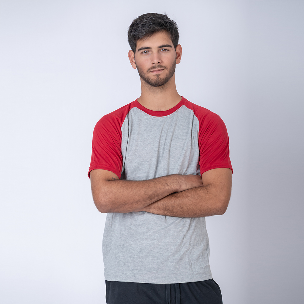Camiseta Subliprint gris melange/rojo