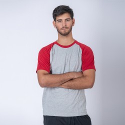 Camiseta Subliprint gris melange/rojo