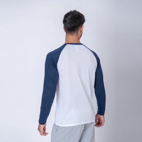 Camiseta Subliprint Manga Larga blanco/azul