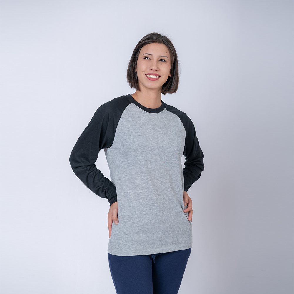Camiseta Subliprint Manga Larga gris melange/negro
