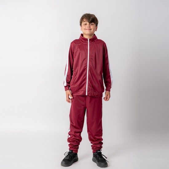 Campera Deportiva Niño Bordeaux/Blanco
