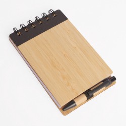 Libreta tapa bamboo con bolígrafo 70 hojas NEGRO