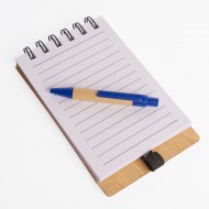 Libreta tapa bamboo con bolígrafo 70 hojas AZUL
