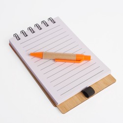Libreta tapa bamboo con bolígrafo 70 hojas NARANJA