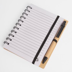 Libreta tapa bamboo con bolígrafo 70 hojas NEGRO