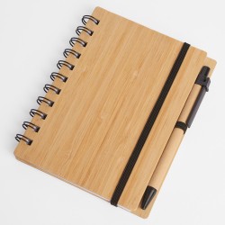 Libreta tapa bamboo con bolígrafo 70 hojas NEGRO