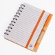 Libreta tapa bamboo con bolígrafo 70 hojas NARANJA