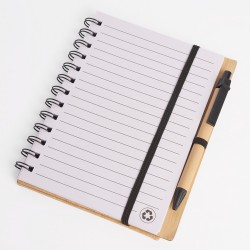Libreta tapa bamboo con bolígrafo 70 hojas NEGRO