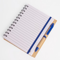 Libreta tapa bamboo con bolígrafo 70 hojas AZUL