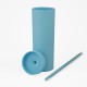 Vaso Plastico 500ml con Sorbito Azul / Cel.