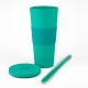Vaso Plastico 680ml con Sorbito Turquesa