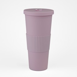 Vaso Plastico 680ml con Sorbito Rosado