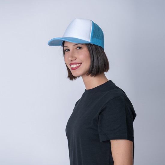 Gorro 5013 Trucker celeste/blanco