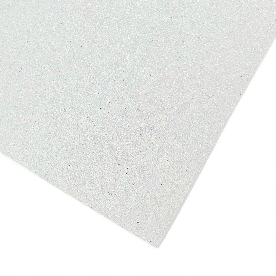 Goma Eva Glitter con adhesivo 60x40cm x10u. Blanco