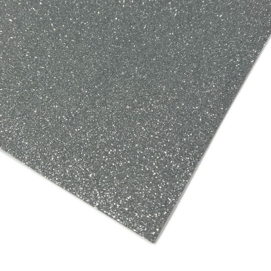 Goma Eva Glitter con adhesivo 60x40cm x10u. Plata